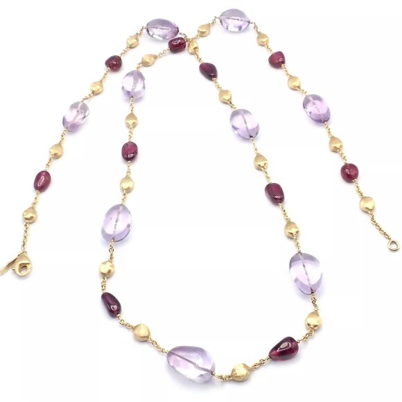 Authentic! Marco Bicego 18k Yellow Gold Amethyst Rhodolite Garnet 31" Necklace - Picture 7 of 9